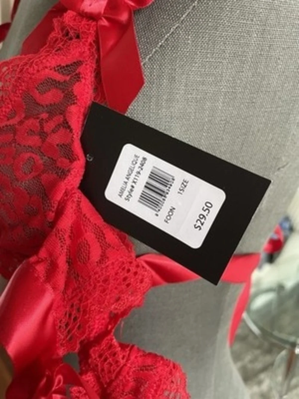 Amelia Angelique Red Lace Bralette & Panties Lingerie Set One Size NIP